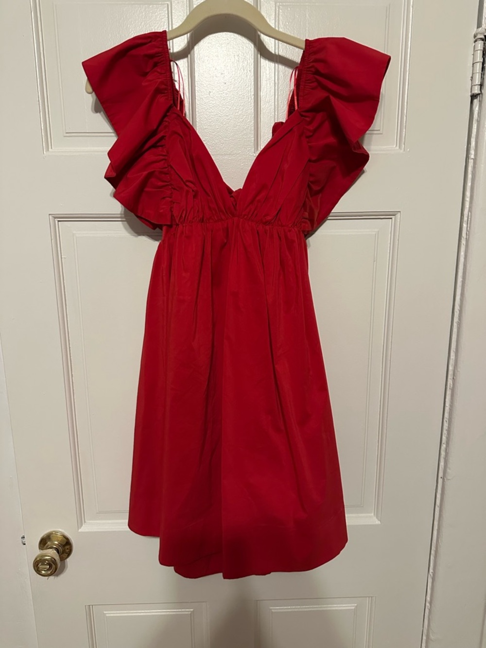Red Ruffle V-Neck Mini Dress